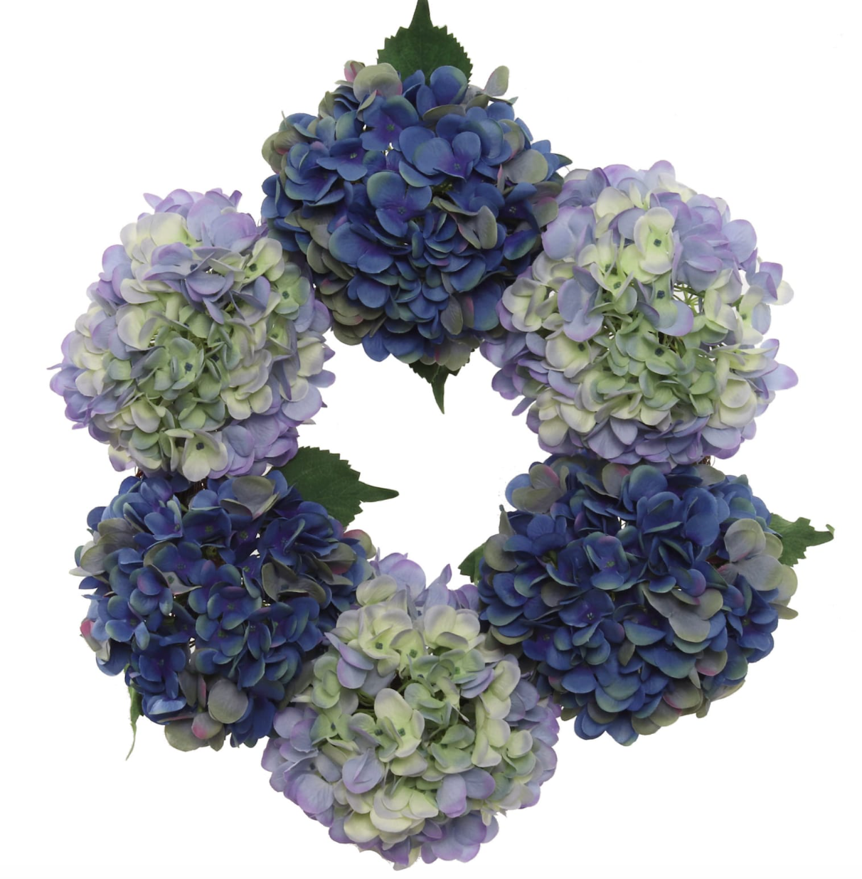 Silk Hydrangea Wreath Medium Luxury Mixed Blue 18in