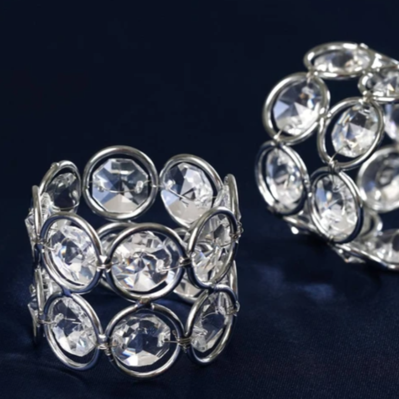 Totally Glam Glass Crystal Gem Napkin Ring, Set of 8