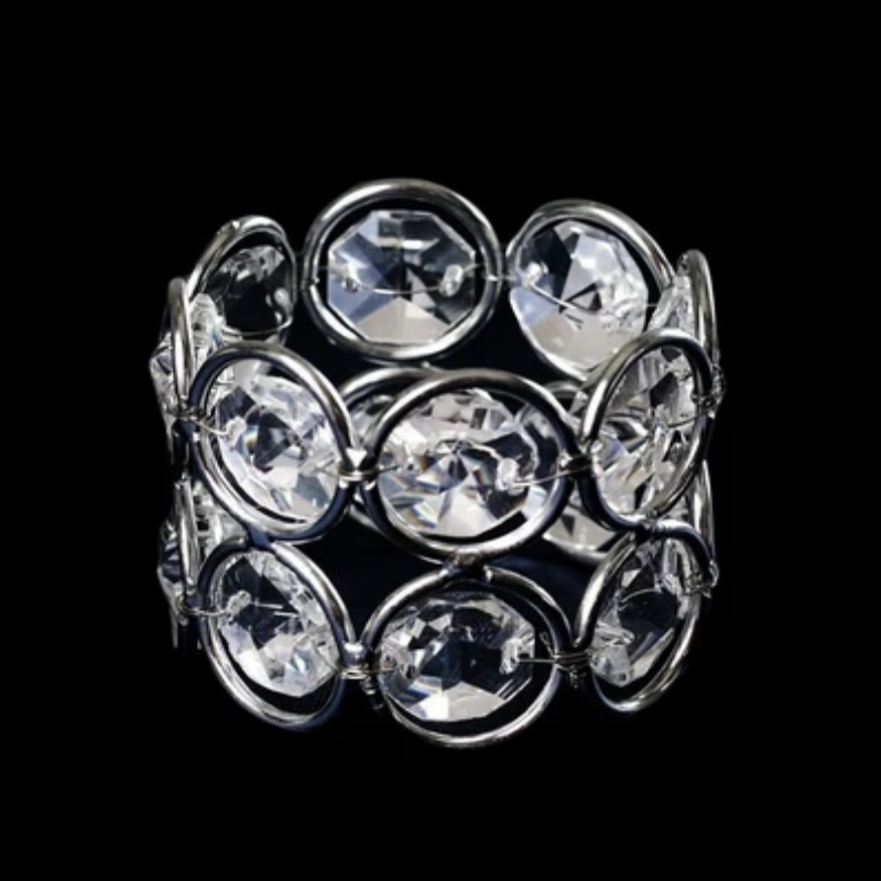 Totally Glam Glass Crystal Gem Napkin Ring, Set of 8