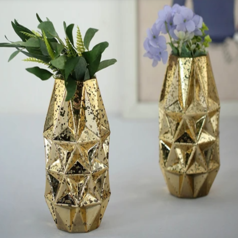 Bernelle Gold Geometric Vase, Set of 2