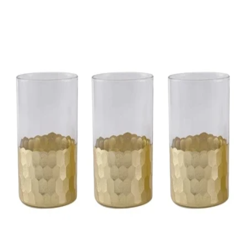 Camila Gold Glass Honeycomb Vase/Candle Holder