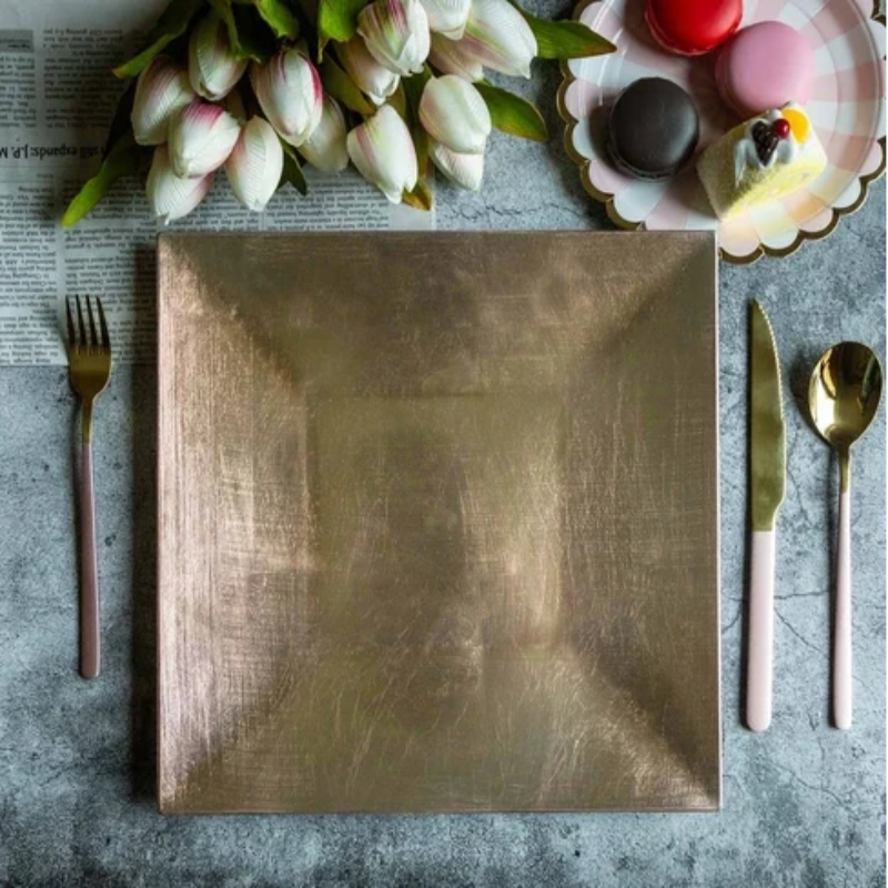 Brette Square Modern Charger Plate, Set of 6