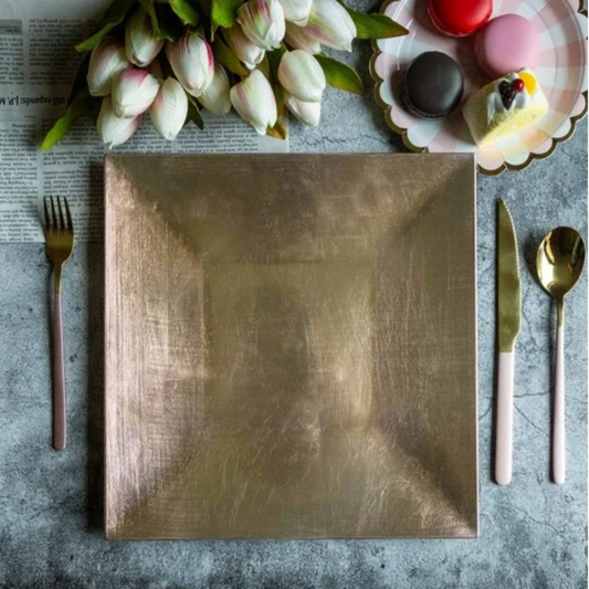 Brette Square Modern Charger Plate, Set of 6