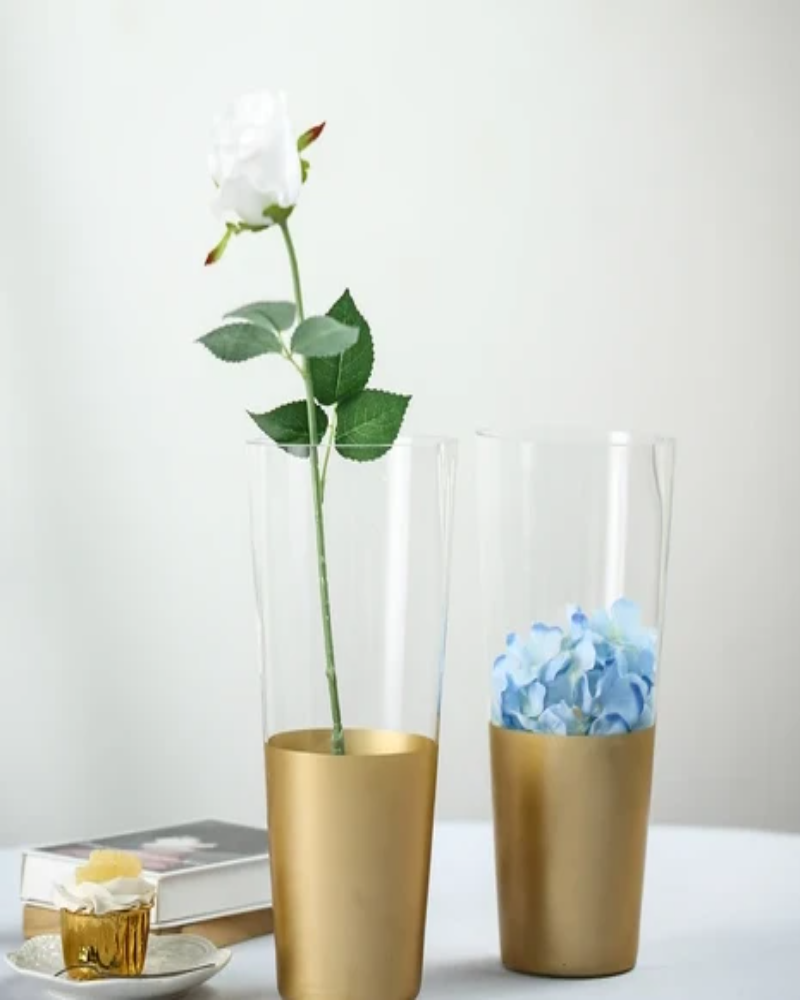 Carlo Gold Dipped Glass Vase, Set of 2