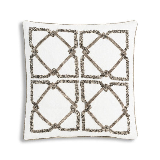 Ory White Beaded Pillow