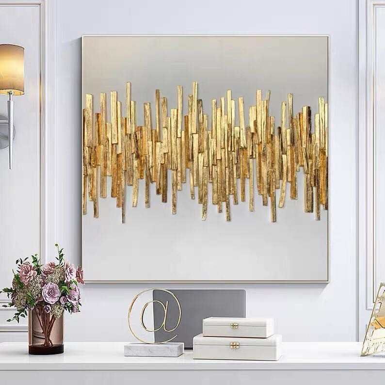 Charnell Gold & White Abstract Wall Art