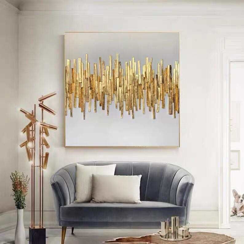 Charnell Gold & White Abstract Wall Art