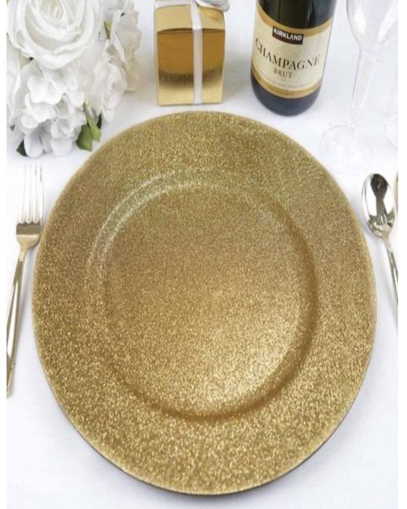 Zara Glitter Acrylic Charger Plates, Set of 6