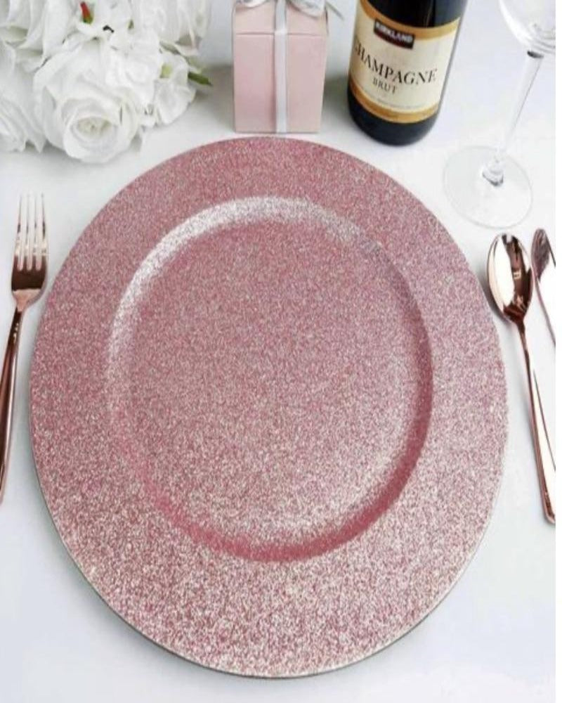 Zara Glitter Acrylic Charger Plates, Set of 6