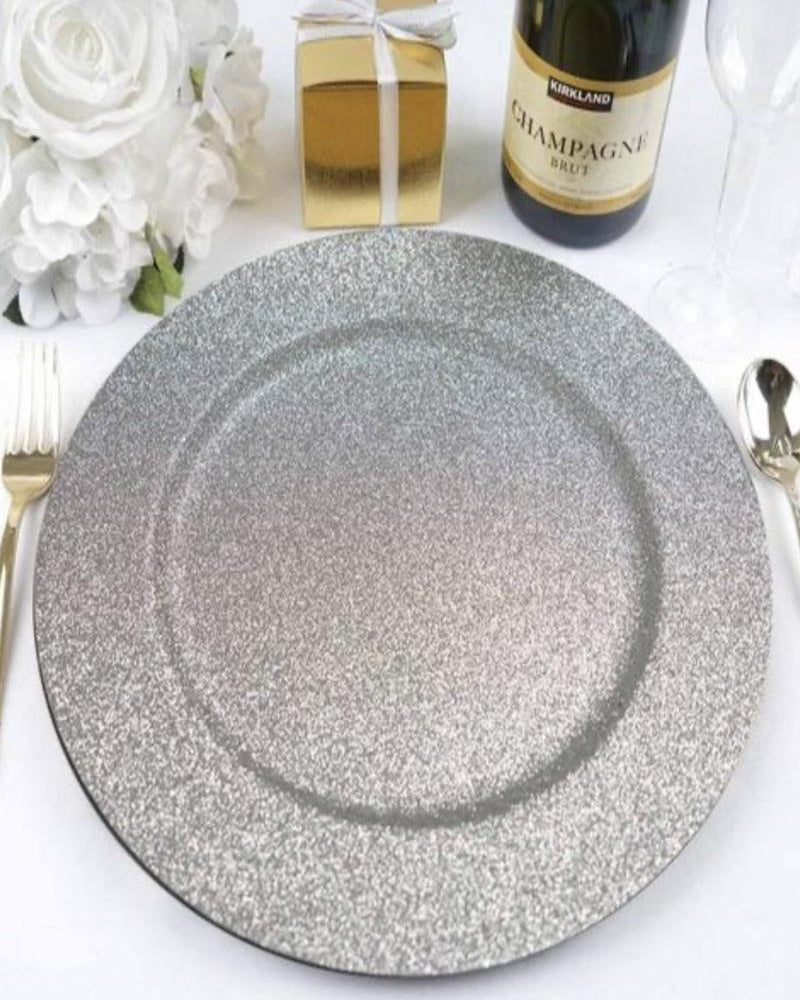 Zara Glitter Acrylic Charger Plates, Set of 6