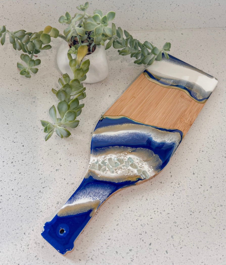 Blue & Gold Geode Resin Serving Board, Small