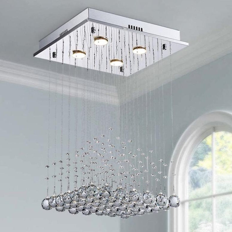 Eva Modern Crystal Light Fixture Flush Mounted