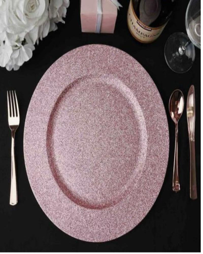 Zara Glitter Acrylic Charger Plates, Set of 6