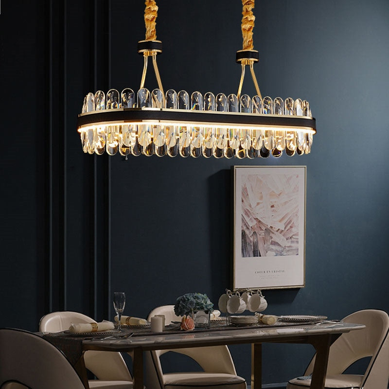 Letezia Leather Led Crystal Chandelier