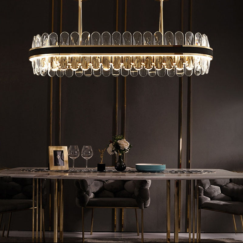 Letezia Leather Led Crystal Chandelier