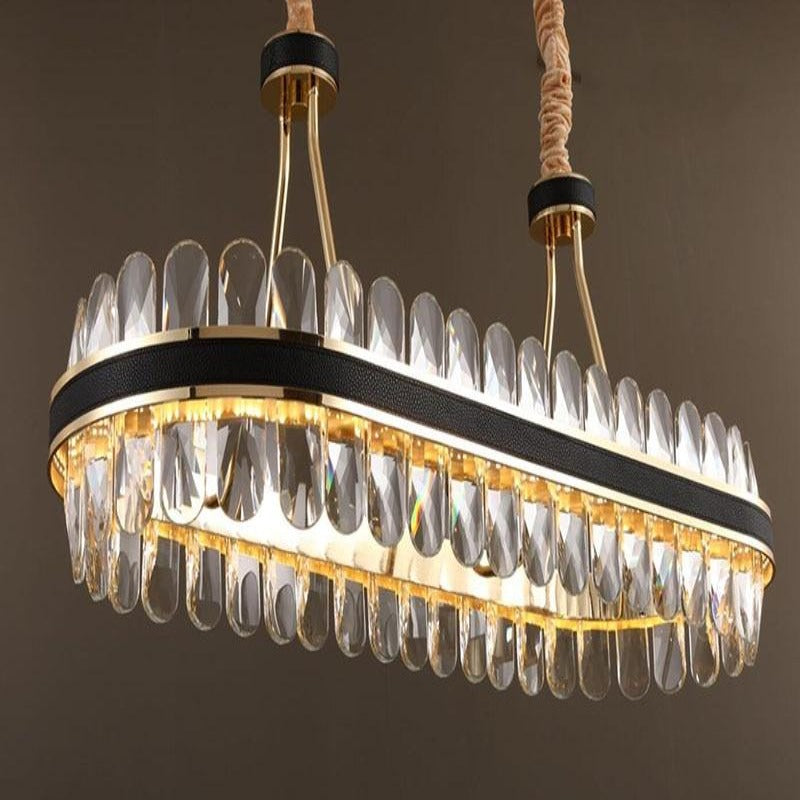 Letezia Leather Led Crystal Chandelier