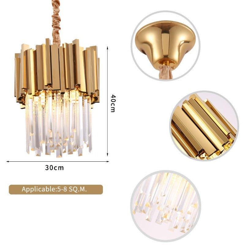 Dante Gold Round Petite Modern Crystal Pendant