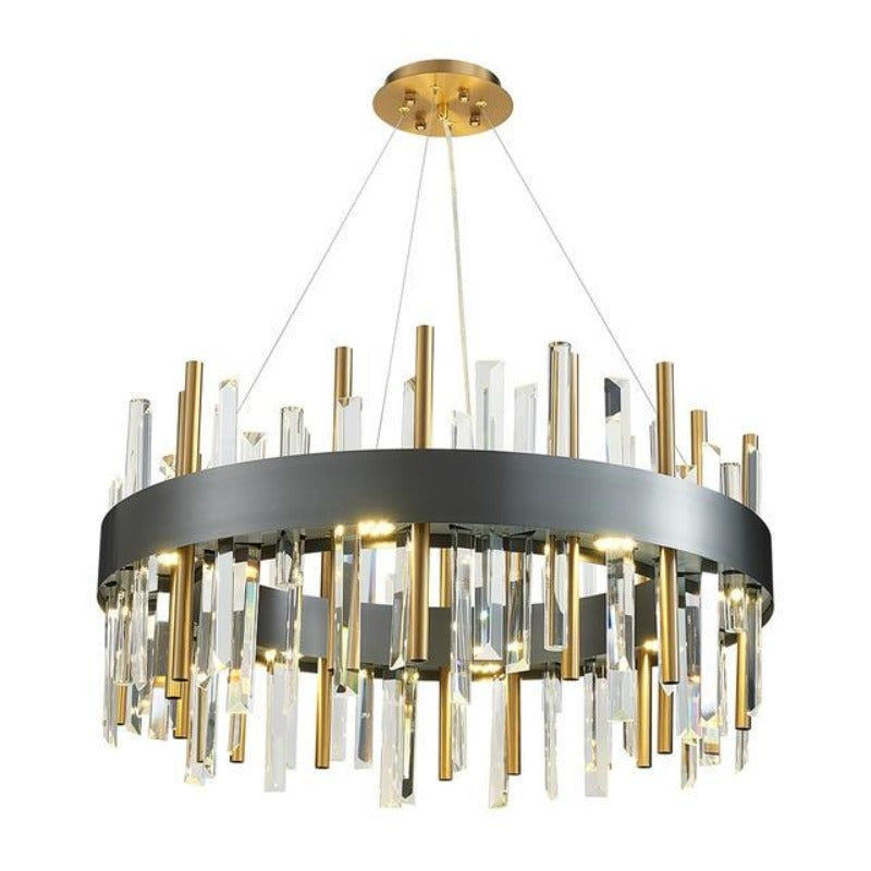 black and gold round crystal chandelier