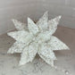 Frosted White Poinsettia with Glitter, Set of 5